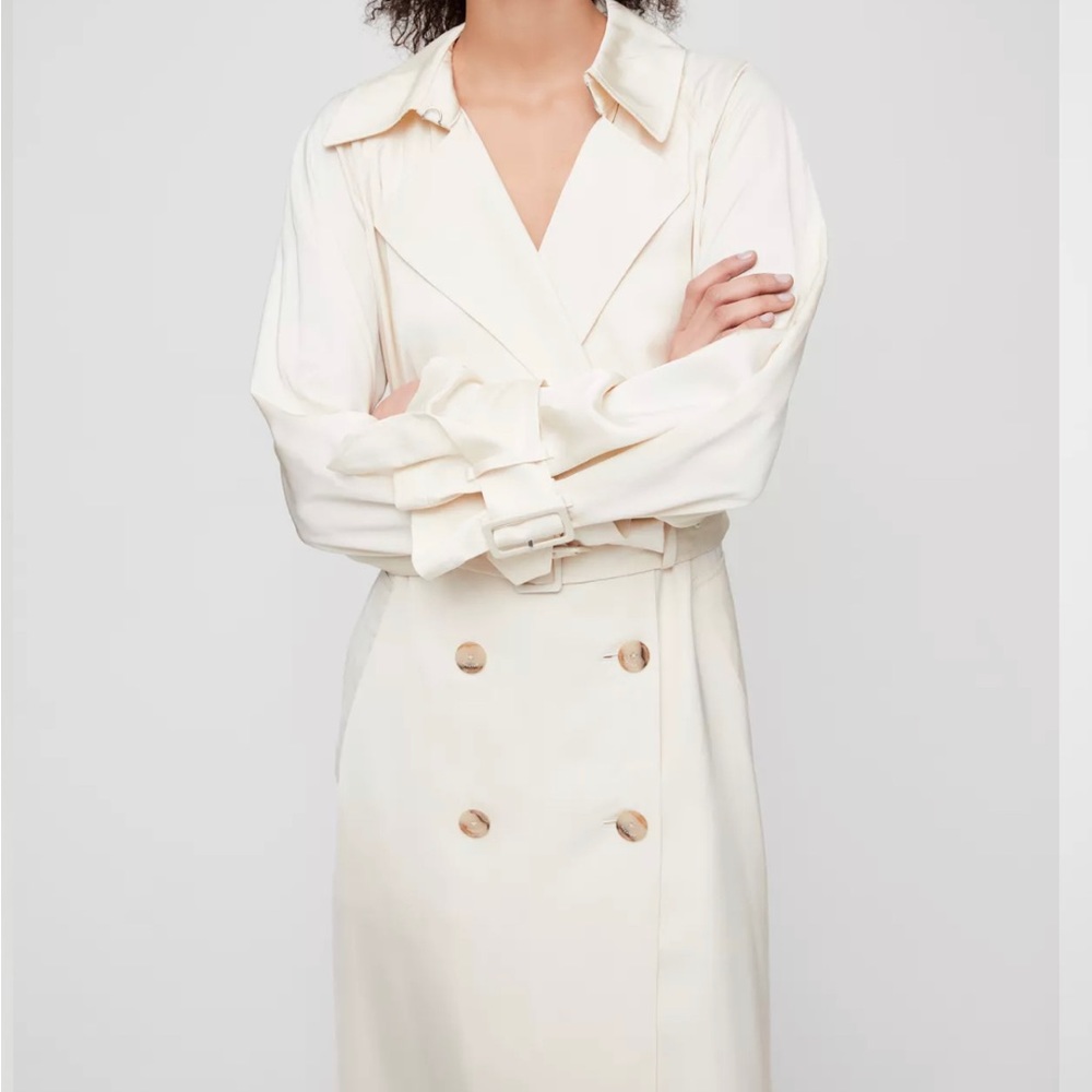 Aritzia Babaton Carson Cream new Trench Business Formal Casual Relaxed Coat Sz S - Picture 5 of 10
